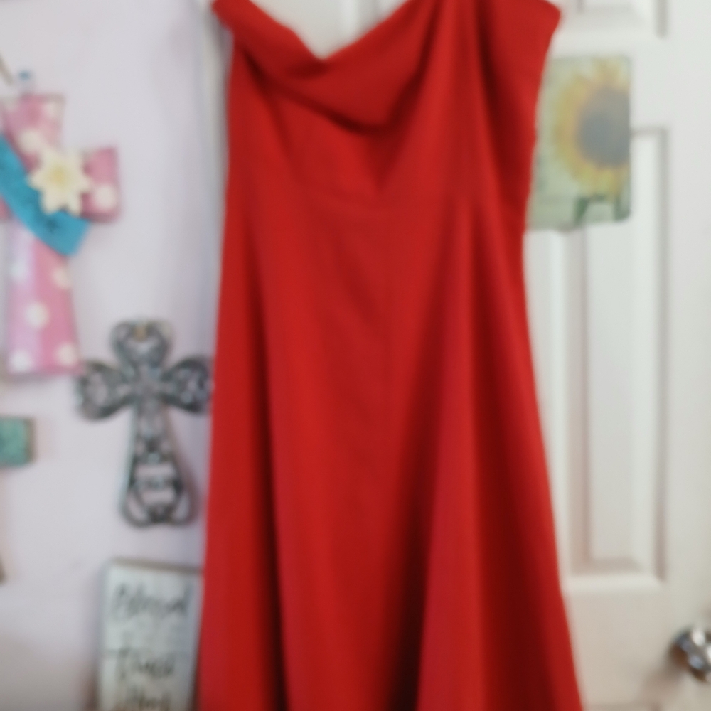 Tatyana Bettie Page Size 4x Red One Shoulder Swing Dress White Button UNICORN - Picture 10 of 12